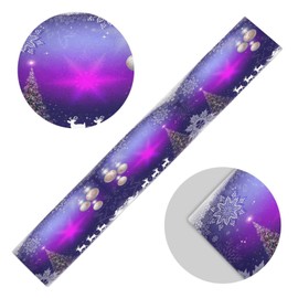 ALAZA Christmas Purple Snowflakes Christmas Tree Santa Claus on Deer Table Runner for Kitchen Dining 13 x 90 Inches Long Table Runners Cloth Placemat Scarf for Office Wedding Party Holiday Home Decor