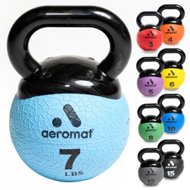 Aeromat Kettlebell Sets for Women - 7 Lb Kettlebell Set of 2 for Strength Training - Kettle Bell 7 Lb and Kettle Ball: Your Ultimate Kettlebells for Home Workouts - Light Blue
