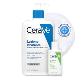 CeraVe Body Travel Moisturising Face and Body Lotion for Dry Skin with Hyaluronic Acid 16 oz + Moisturising Facial Cleanser for Normal to Dry