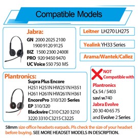 Ear Cushions Replacement for Plantronics Headset, Foam Ear Pads for Plantronics HW251N HW261N HW510 HW520 Blackwire 3210 3220 3320 C320 C3225 Jabra Biz 1900 GN2000 PRO 920 930 9450 Headphones (6 Pack)