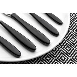 Grunwerg 2TAS650BK Yin & Yang Table Spoons, Stainless Steel, Black