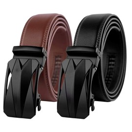 GUBOSS Genuine Cow Leather Belts With Automatic Ratchet Buckle,Classic and Retro Fashion Designs 110-130CM