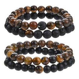 MEMOFYND 4 Pieces Beaded Bracelets, Simple Bracelets, Couple Bracelets, Fashion Bracelets, Gift Bracelets