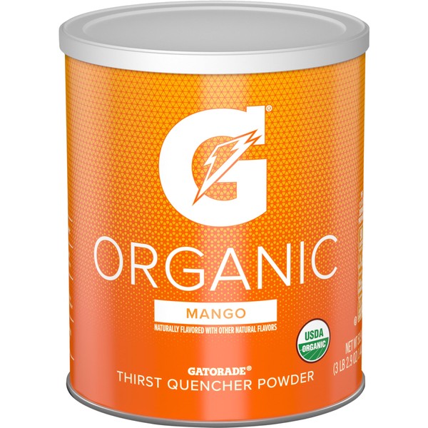 Gatorade G ESSNTL Organic Thirst Quencher Powder, Mango, 50.9oz Canister (Pack of 3)