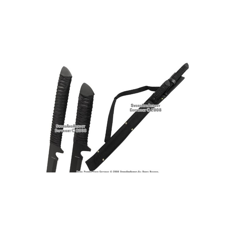 Munetoshi 2pc. Black/Gold/Silver/Rainbow Machete Set Shinobi with Nylon Sheath and