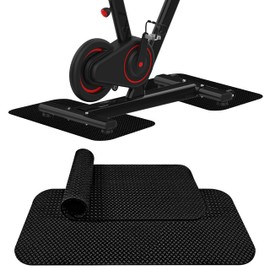 Capslpad 2 pcs Non-Slip Exercise Bike Trainer Mat, Reversible Exercise Equipment Mat, Protective Floor Carpet for Under Stationary Bike, Spin Bicycle Rowing Machine Standing Desk(30x63.5x0.5cm)