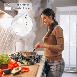 Risareyi Magnetic Thermal Insulated Door Curtain 65x210cm, White Transparent Waterproof Thermal Door Curtain Door Cover Window Cover for Bedroom Kitchen Air Conditioner Heater Room, Auto-Closing