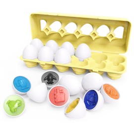 BLUEQUE Huevos a Juego de Forma, Juguete didáctico para niños y preescolares-Ideal con 12 Piezas, Forma y Color Educativo Stem, clasificador de Rompecabezas
