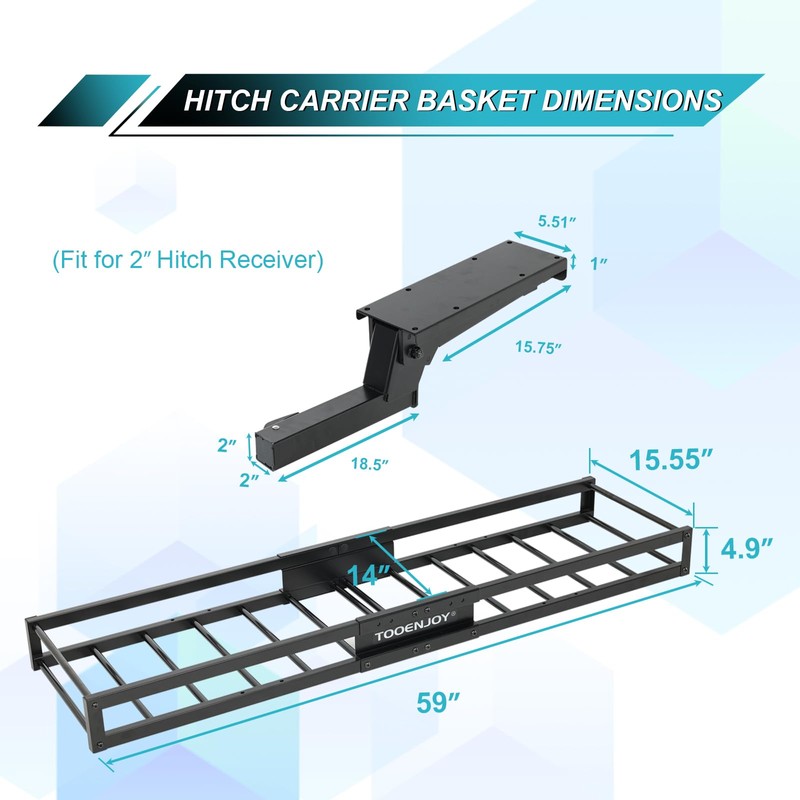TOOENJOY 59" x 15.5" x 5" Skinny Roof Cargo Carrier