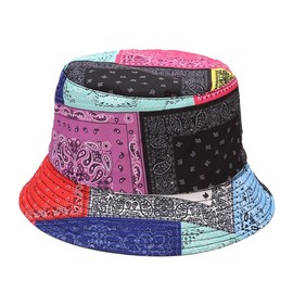 CNUSER Paisley Floral Print Bucket Hat for Women Men,Travel Sun Beach Cap,Unisex Fishing Outdoor Boonie