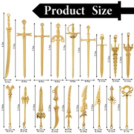 36 Pieces Antique Swords Bookmark Charms Swords Pendants Charms Mix Samurai Ananta Tachi Stiletto Fencing Metal Pendant Supplies Findings for Jewelry Making