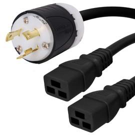 NEMA L5-30P to 2X C19 Splitter Power Cord - 10 Foot, 20A/125V, 12/3 SJT - Iron Box # IBX-5801C192-10