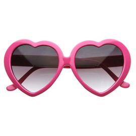 zeroUV Large Oversized Womens Heart Shaped Sunglasses Cute Love Fashion Eyewear (Hot Pink)