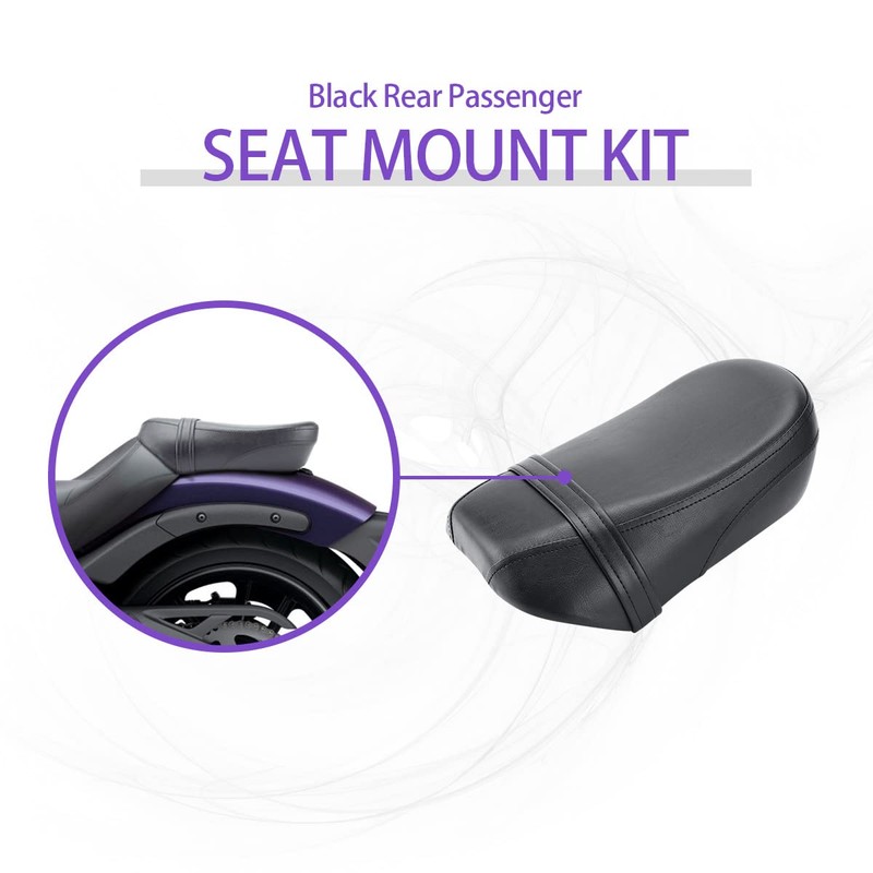 Motorcycle Rear Passenger Pillion Black Leather Seat Pad Fit for