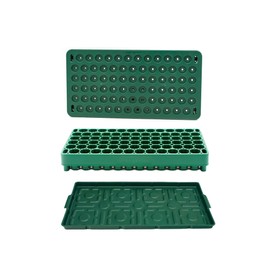 Vego garden Seedling Suite Products 10" x 20" 76 Cells Stackable Seed Starter Germination Tray with 3-in-1 Plant & Pop Board and 10" x 20" Bottom Watering Tray