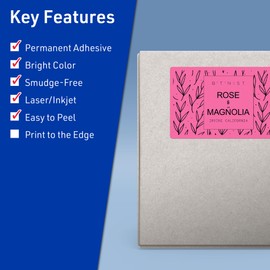 Avery Printable Rectangle Labels with Sure Feed Technology, 5" x 7", Bright Pink Labels, Laser/Inkjet, 80 Total, Great for Shipping Labels and Packaging Labels