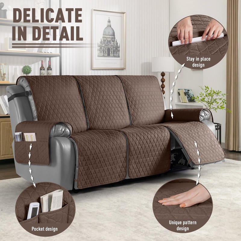 TAOCOCO 100% Waterproof Recliner Cover, Non-Slip Washable Reclining Couch Cover