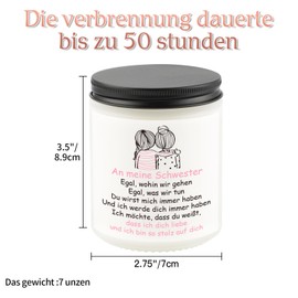 CadeauJoie Schwester Geschenk, Geschenke Für Schwestern, 200g Lavendel Duftkerzen Im Glas Geburtstagsgeschenk Hochzeitstag Weihnachten Geschenk Für Schwestern, Beste Schwester Geschenke