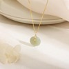 LOOYUUPEE Natural Hetian Jade Pendant Safe Buckle Necklace, Real Green