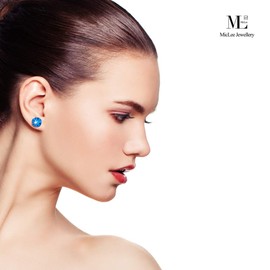 925 Sterling silver Woman's Earrings Studs, Colored resin earrings for girl, Classic round Stud, elegant and simple, gift for Birthday, Valentine's Day and Christmas