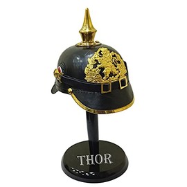 THORINSTRUMENTS Prussian Balck Leather PICKELHAUBE German Officer Helmet Black