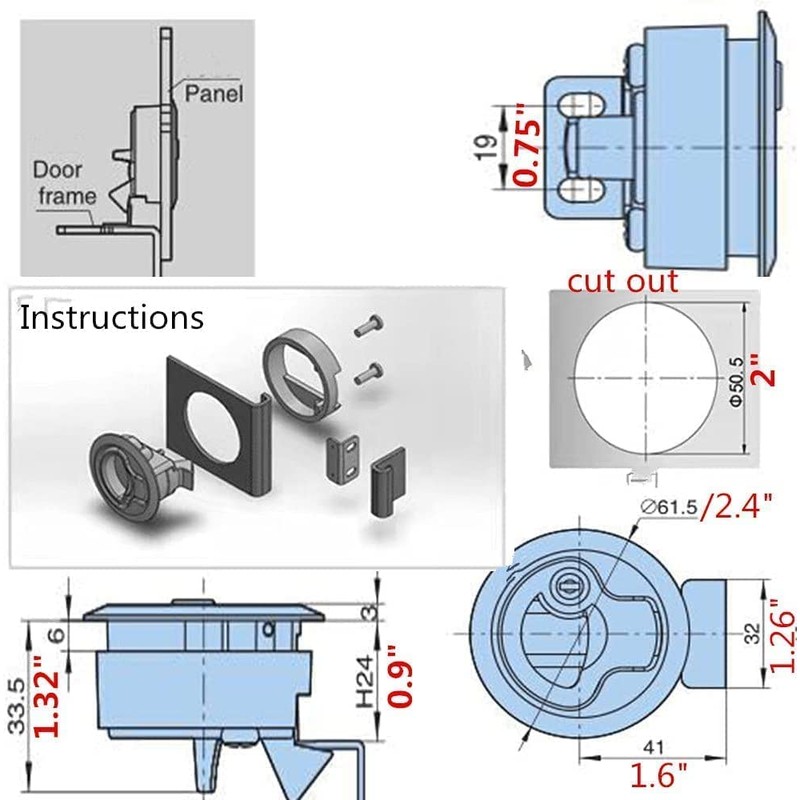 2PCS Boat Latch Flush Pull Slam Latch for Marine Boat