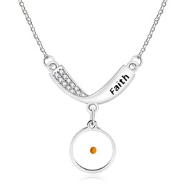 Oneress Inspirational Mustard Seed Faith Necklace, Platinum Plated Cubic Zirconia V Choker Christian Faith Jewelry Religious Gift for Women YA4835