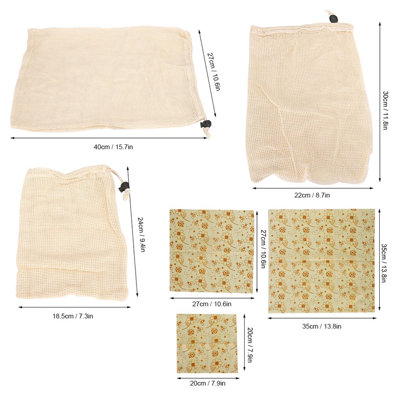 Recyclable Reusable Beeswax Seal Food Fresh Keeping Cloth with Mesh