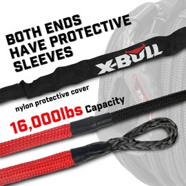X-BULL Pro Synthetic Winch Cable - Cable Kit -3/8" X 82ft 16000LBS Winch Line with Protective Sleeve Forged Winch Hook Safety Pull Strap go for 4WD Off Road Vehicle Truck SUV ATV UTV- Black