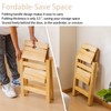 Latifolia Foldable 2 Step Stool, Wooden Step Stool with Floor