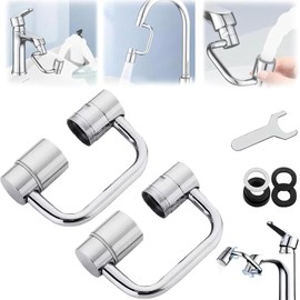 Faucet Extender, 1440° Rotatable Faucet Aerator Extension, U Shaped Faucet Extender, Sink Faucets Sprayer Attachment for Bathroom Sink/Kitchen, 2 Modes Adjustable (2)