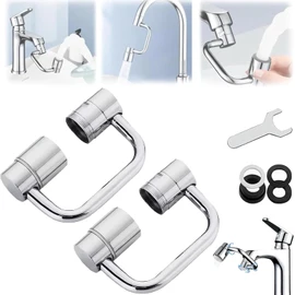 Faucet Extender, 1440° Rotatable Faucet Aerator Extension, U Shaped Faucet Extender, Sink Faucets Sprayer Attachment for Bathroom Sink/Kitchen, 2 Modes Adjustable (2)