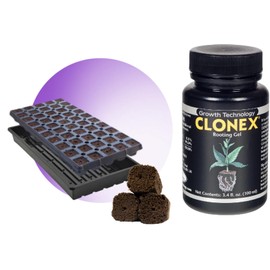 Clonex 100ml Cloning Gel & OrganiPlug Seed and Cutting Plugs Bundle - Pre-Filled Tray with 50 Plugs for Plant Propagation and Rooting