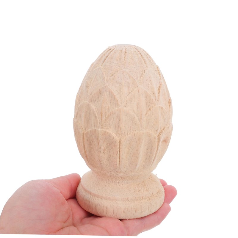 OUNONA Wood Carved Post Topper Finial: 3.14inch Wooden Finial for
