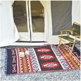 Peel Forest エルパソブランケット マルチカバーメキシカンラグ ネイティブ柄 オルテガ柄 キャンプラグ サドルブランケット 車中泊マット アウトドア バンライフ 130X160cm………