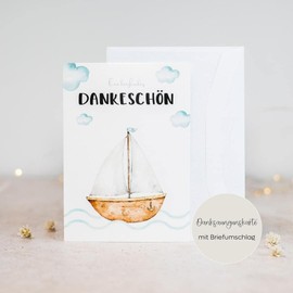 𝟴 𝗗𝗮𝗻𝗸𝘀𝗮𝗴𝘂𝗻𝗴𝘀𝗸𝗮𝗿𝘁𝗲𝗻 𝗺𝗶𝘁 𝗨𝗺𝘀𝗰𝗵𝗹𝗮𝗴 | Taufe Kommunion Konfirmation | frei Rückseite zum ausfüllen | DIN A 6 | Schiff