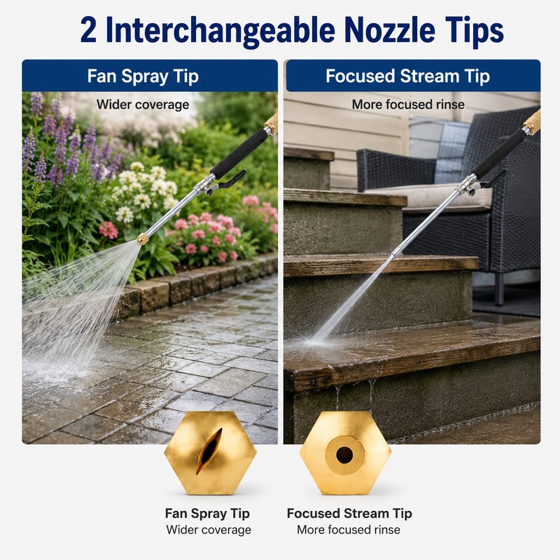 Garden Hose Spray Wand with Trigger, Fan and Jet Nozzle