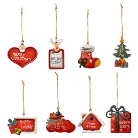 Crafjie Christmas Tree Ornaments Tin Santa Snowman Decorations Hanging Pendants Ornaments Christmas Hanging Ornament Xmas Holiday Décor