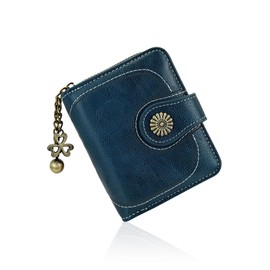 FuninCrea Ladies Purses Leather Purse Womens Wallet Classical Small Purses for Women, Ladies Wallet Large Capacity Womens Purse Fashionable Women's Purse with ID Window and Detachable Pendant (Green)