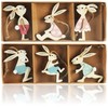 com-four® 6 x Decorative Hangers Rabbit - Wooden Easter Decoration