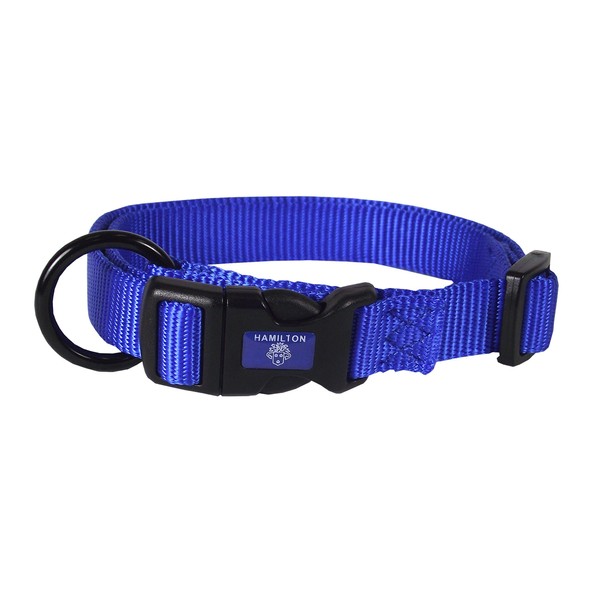 Hamilton Adjustable Nylon Dog Collar, Blue, 1" x 18-26"