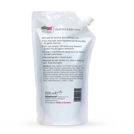 SEBAMED Sebamed Liquid Face & Body Wash | 1L Refill Pack | Soap Free Gentle Cleansing | Sensitive & Problematic Skin