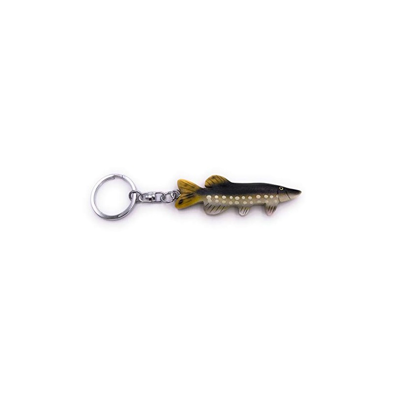 H-Customs Pike Fish Fishing Wood Elegant Handmade Keyring Pendant
