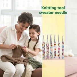 14pcs Crochet Hooks Set Ergonomic Arthritis Handle Sunflower Printing DIY Aluminum Crochet Hooks for Beginners for Craft