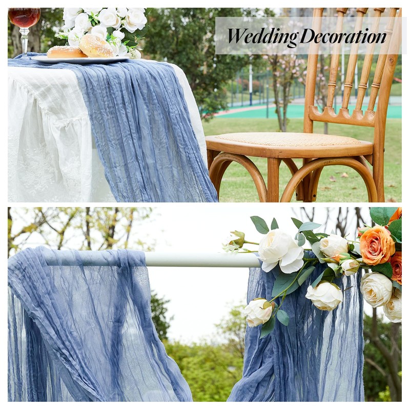 Fantastshop Dusty Blue Table Runner Cheesecloth 2 Pack 10FT Boho