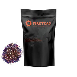 FIRE TEAS Hibiscus Ginger Tea - Organic Hisbiscus Flowers, Ginger Granules - Tasty, Anti Oxidant Rich Blended Loose Leaf Tea -