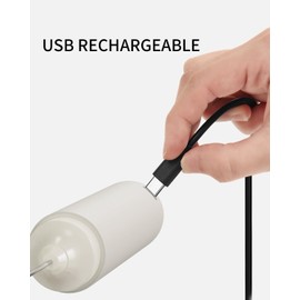 CIRCLE JOY Portable Rechargeable Milk Frother Hanheld, Dual Spring Whisk Electric Coffee Frother Wand Drink Mixer for Matcha Lattes Cappuccino, Kitchen Gifts, Beige