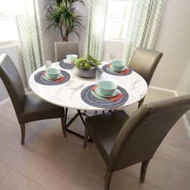 6 Pieces Round Placemats, BetterJonny Dark Grey 12inch Cotton Woven Placemats Washable Heat Resistant Braided Table Mats for Wedding Party