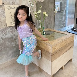 Toddler Baby Girls Mermaid Tail Tutu Sequins Dress Birthday Tulle Skirt Casual Beach Sundress Party Clothes, Blue, 3-4T