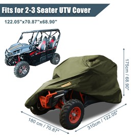 X AUTOHAUX UTV Cover Waterproof All Weather Protection Covers 210D Army Green 2-3 Seater for Polaris RZR for Ranger XP XP4 1000 for Can-Am for Arctic Cat Side by Side Cover